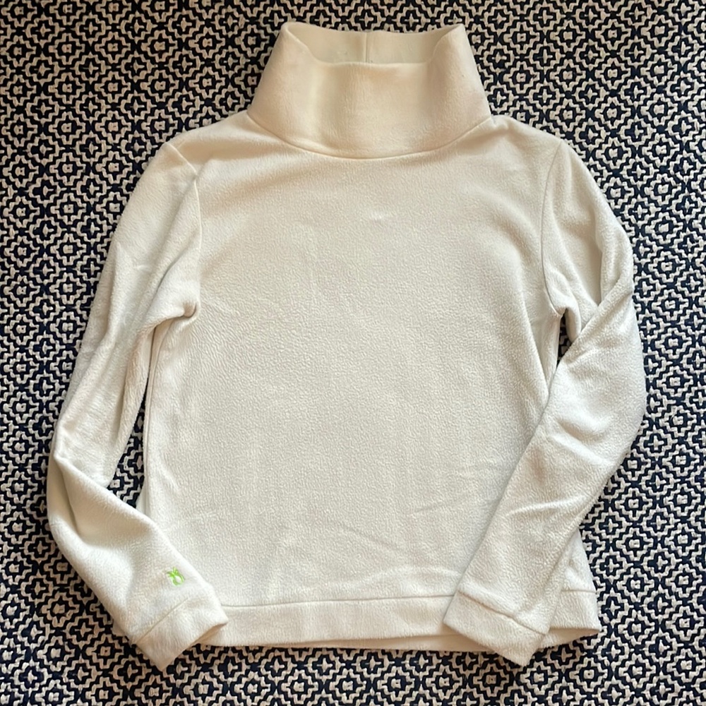 Dudley Stephens Cream Turtleneck Top Park Slope Vello Fleece